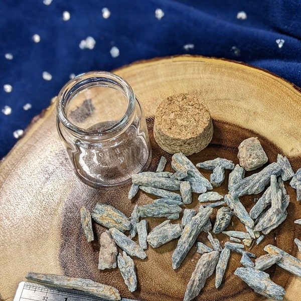 Kyanite Vial - Spellwork Components - Witchy Tools - Gemstone - Rock Collector - Blue Gray Kyanite Shards
