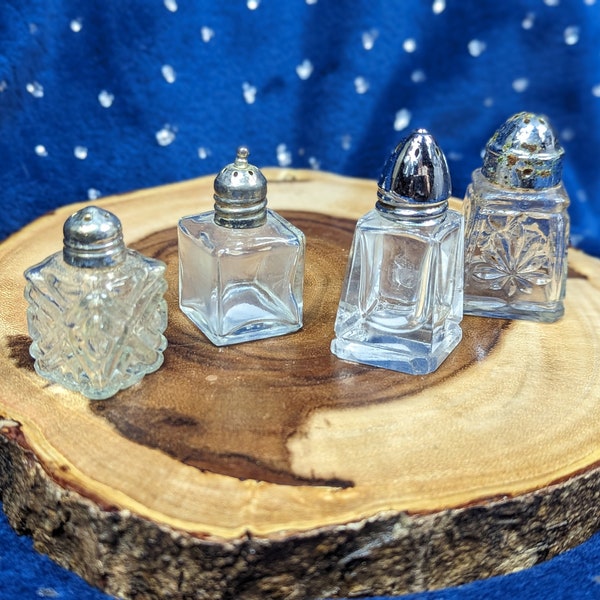 Tiny Glass Salt Shakers - Four Styles - Spice Jar - Ritual Spell Tools - Cut Glass Container - Spell Components