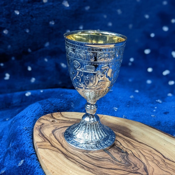 Vintage Silver Goblet with Ornate Detail - Stem Ware - Decorative Cup - Altar Accessories - Ritual Ceremonial Accoutrements