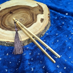 Bamboo Tongs with Tassel: Witch Spellwork Tool