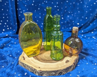 Vintage Colored Glass Potion Bottle: Witch Altar Decor - Sold Individually