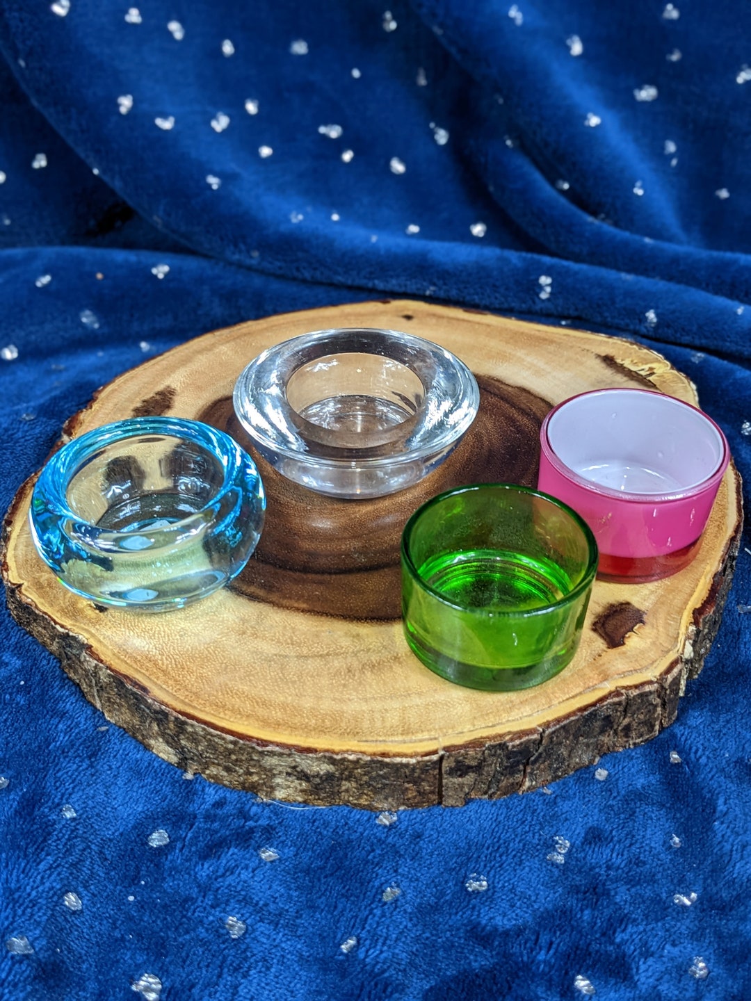 Colored Glass Tealight Candle Holders Four Varieties Altar Accessories