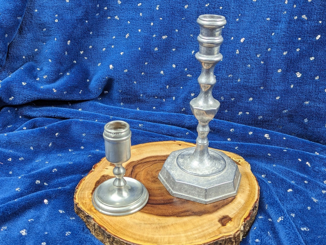 Vintage Small Pewter Candlesticks for Chime Candles Two Etsy