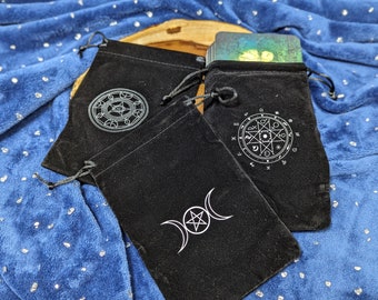 Black Velvet Tarot Bag: Vintage Style, Witchy Designs