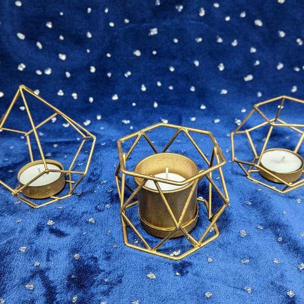 Golden Geometric Metal Tealight Holders - Three Styles - Small -  Witch Tools - Decorative Ritual Altar Tools