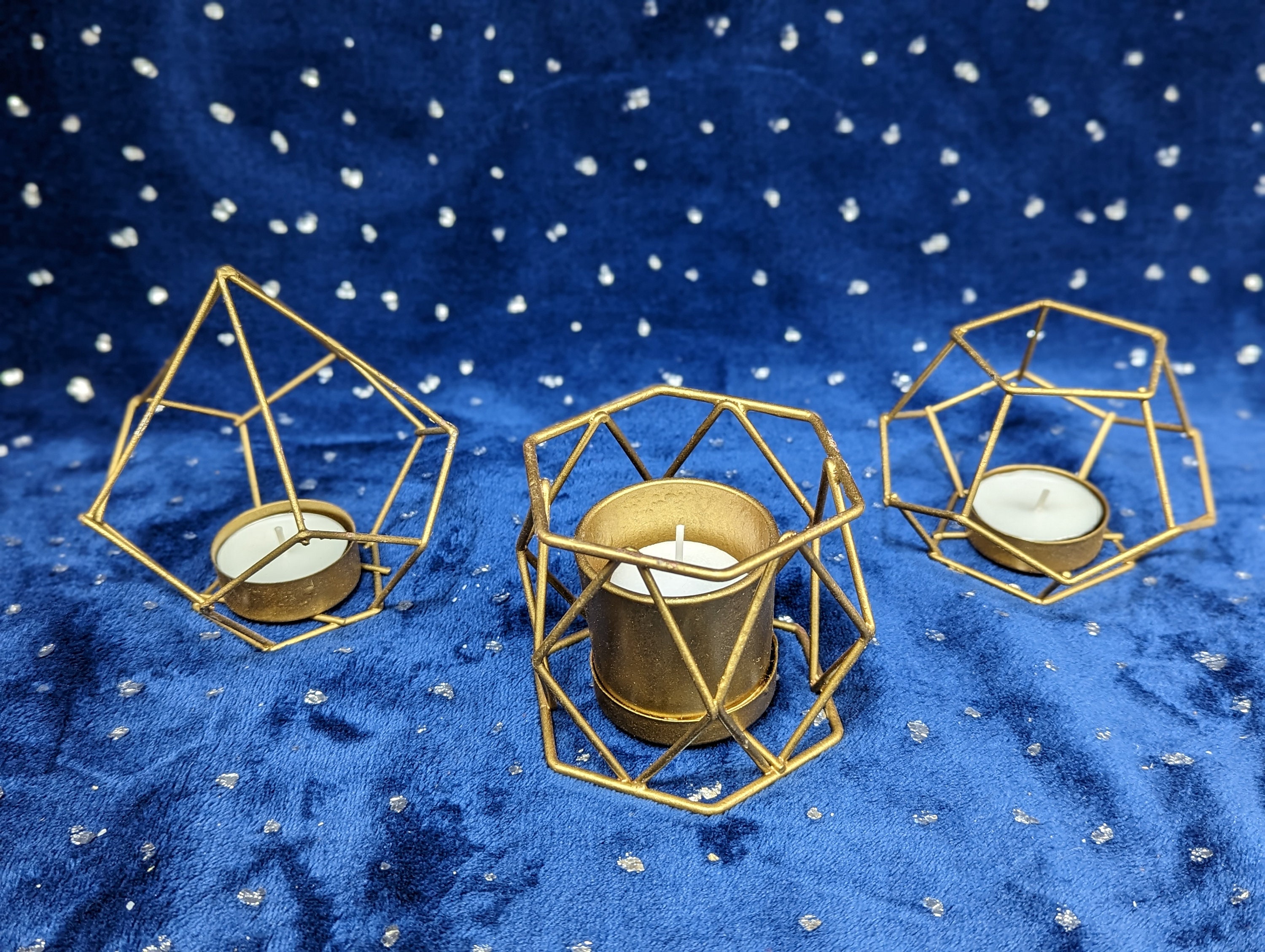 Set of 2 Gold Geometric Terrarium Tealight Candle Holders for Wedding –  Lasercutwraps Shop