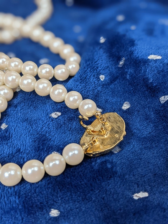 Vintage Single Double Pearl Strand Convertible Neckla… - Gem