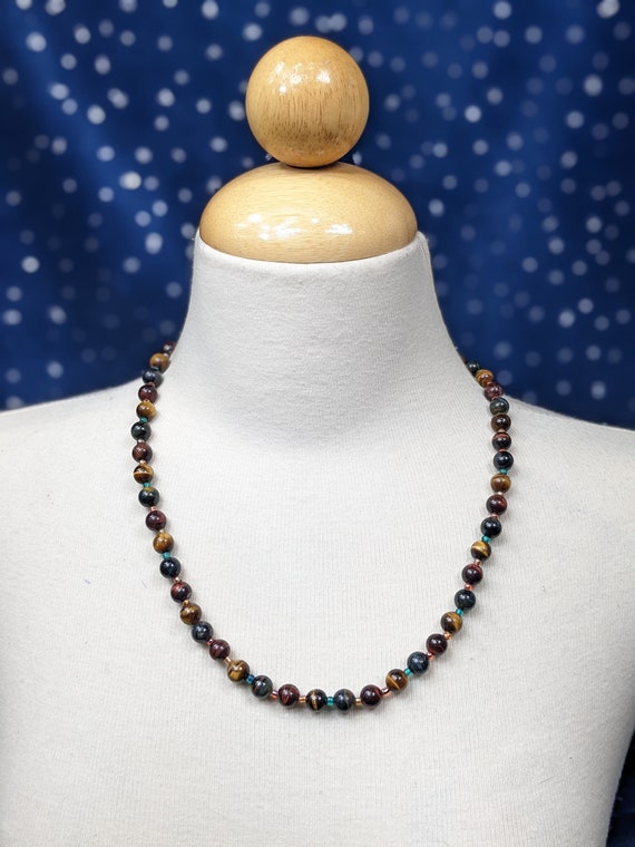 Vintage Tigers Eye Gemstone Bead Necklace - Uniqu… - image 2