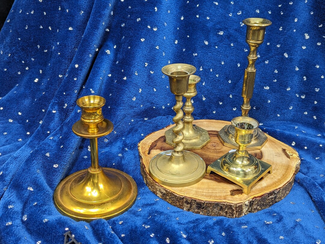 Traditional Brass Taper Candlesticks Vintage Candlestick Etsy