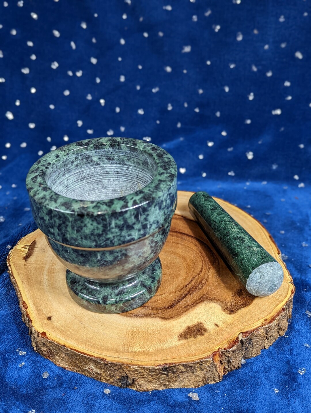 Green Marble Mortar and Pestle Set Unique Spell Preparation Etsy