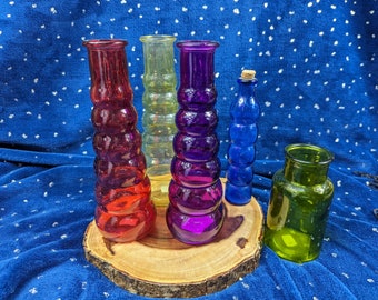 Vibrant Color Coated Glass Potion Bottles - Spell Tool - Reagent Bottle - Tiny Witch Tools - Decorative Ritual Altar Tools