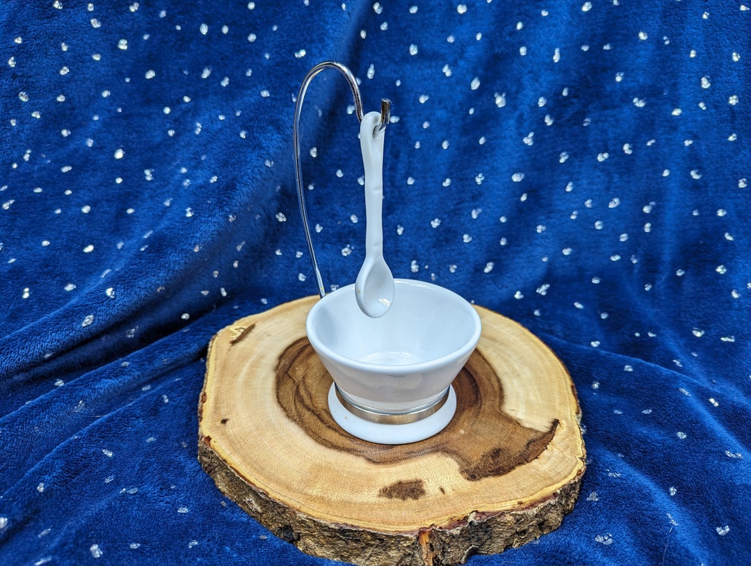 White Porcelain Altar Ware - Reagent Bowl With Suspended Spoon - for ...