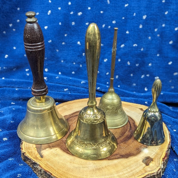 Vintage Brass Etched Bells - Choose Your Favorite - Witchy Tools - Altar Accessories - Ritual Ceremonial Accoutrements