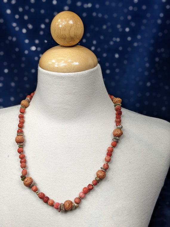 Vintage Red Jasper Gemstone Necklace - Unique Vint