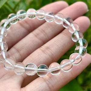 AAA Crystal Quartz Beaded Bracelet: 8mm Healing Gemstone Stretch Bracelet
