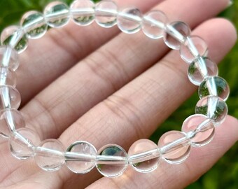 AAA Crystal Quartz Beaded Bracelet: 8mm Healing Gemstone Stretch Bracelet