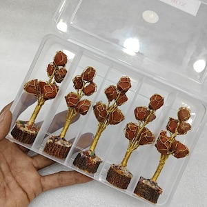 Roter Jaspis Edelstein Bonsai Bäume (5er Set) - Erdung, Vitalität, Wurzelchakra Dekor