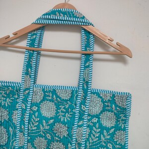 Blaue Einkaufstasche aus reiner Baumwolle mit Sonnenblumendruck Einkaufstasche Einkaufstasche aus 100% Baumwolle