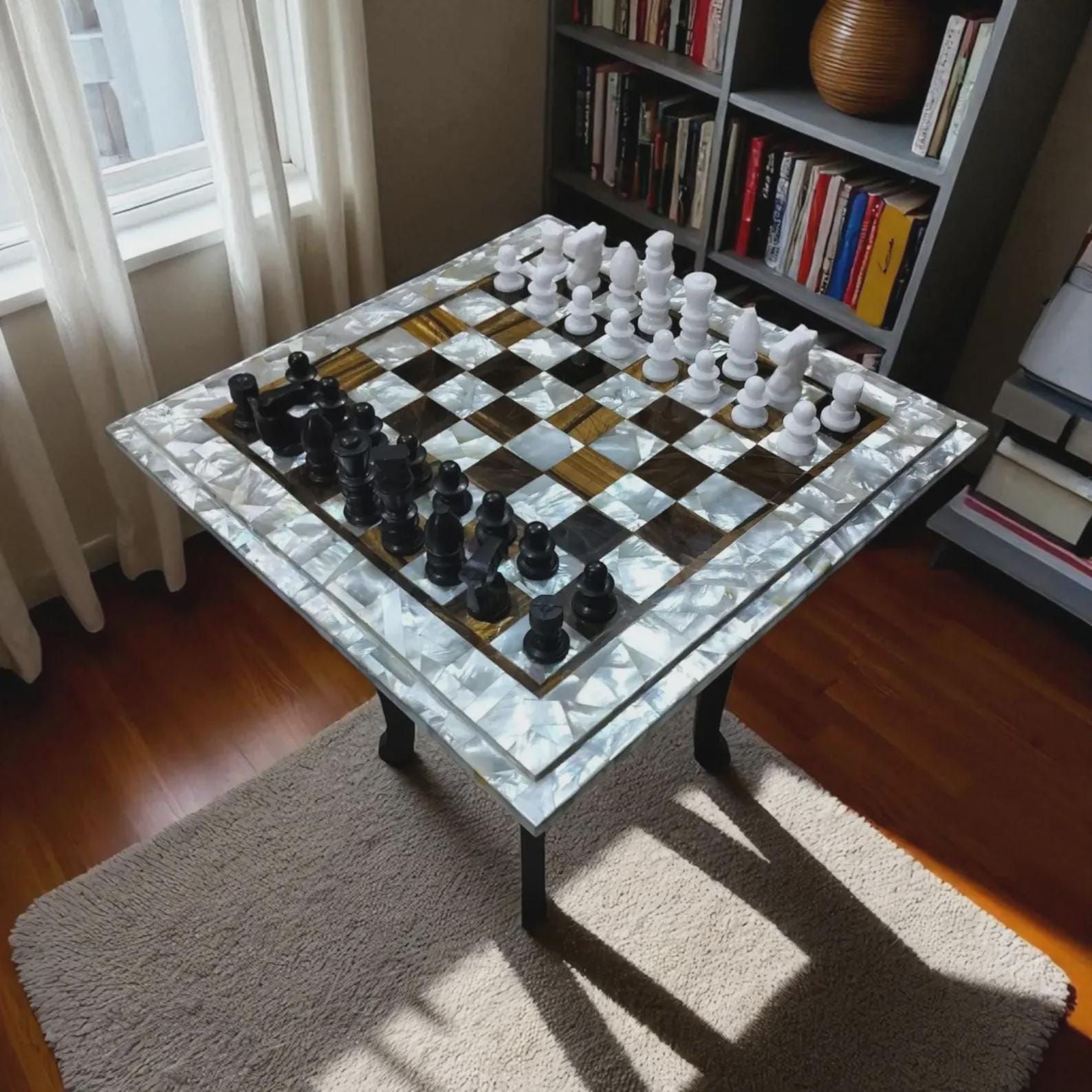 チェス盤付きラウンドテーブル Round chess table - Etsy 日本