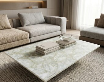 White Quartz Coffee Tabletop, Luxury Stone Dining Table, Modern Kitchen Island, Living Room Furniture