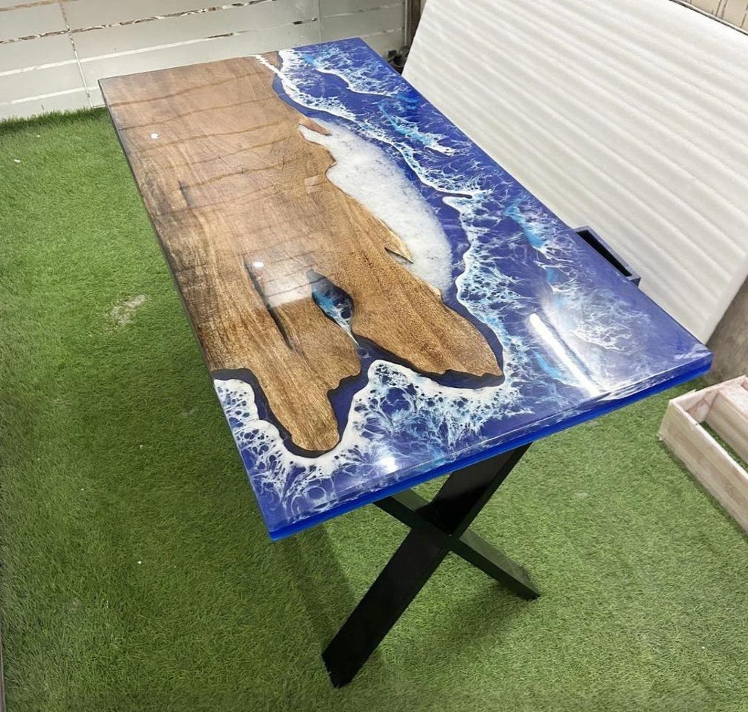 Luxury Ocean Epoxy River Dining Table, Resin Coffee, Dining, Conference ...
