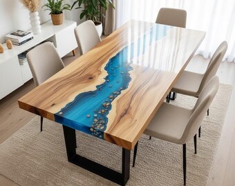 Custom Epoxy River Dining Table | Live Edge Wood Resin Table