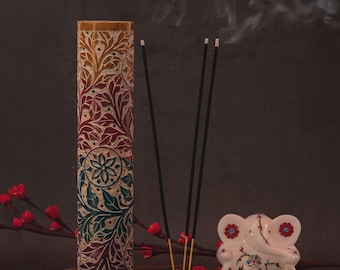 Hand Carved Marble Incense Holder | Floral Agarbatti Stand