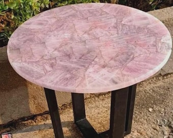 Natural Pink Rose Quartz Coffee Table: Luxury Crystal Centerpiece