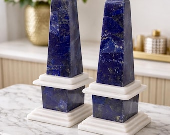 Lapis Lazuli-obelisker, ädelstensobeliskset, helande kristalltorn, chakraenergi, lycka-sten