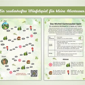 Wichtel Garten Dice Game, PDF Board Game for Children 3 Years and Up, 2-4 Players Digital Download, Magical Family Game Printable