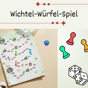 Wichtel Garten Dice Game, PDF Board Game for Children 3 Years and Up, 2-4 Players Digital Download, Magical Family Game Printable