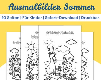 10 Sommer Wichtel Ausmalbilder, PDF Malvorlagen Kinder, Druckbare Ferien Aktivität, Digital Download Wichteltür Beschäftigung