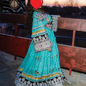 Traditional Afghan Women&#39;s Clothing | Afghan Kuchi Dress | Cherma Embroidery | Handmade Vintage Chestpiece | Afghan Bohemian Festival Wear