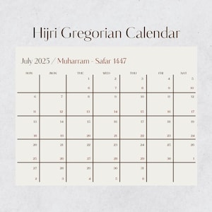 Hijri Calendar 1447 / 2025 - July to December