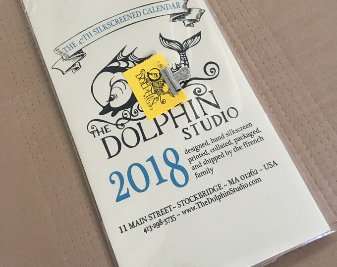 2018 Dolphin Studio Calendar, Hand Screen Printed Calendar, Ffrench