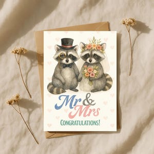 Funny Wedding Card for Couple – Mr and Mrs Animal Wedding Card – Romantic Newlywed Congrats Card for Bride and Groom – Cute Gift Idea