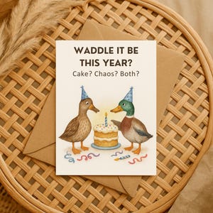 Duck Birthday Card – Funny Pun Birthday, Animal Party Card, Chaos Duck Joke Card – Card for Friend, Card for Him, Card for Her