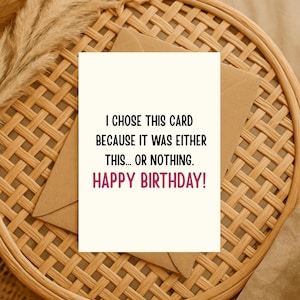 Lazy Funny Birthday Card for Friend – Sarcastic Minimalist Card, Funny Sarcastic Birthday Card, Rude Card for Coworker, Best Friend, Sibling