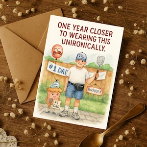 Funny Birthday Card for Dad - One Year Closer to Grill King - Hilarious Aging Card for Him - Perfect for Husband, Brother, or Father Figure