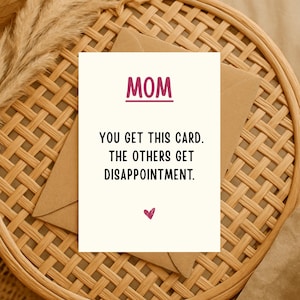 Sarcastic Mom Greeting Card – Funny Mother&#39;s Day or Birthday Card from Adult Kids, Cheeky Gift from Adult Child, Perfect for Birthday