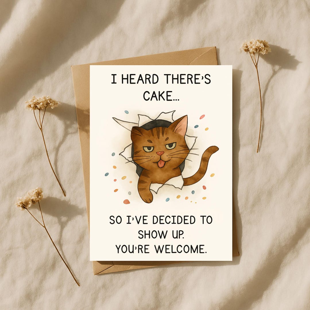 Sarcastic Cat Birthday Card for Friends, Funny Animal Birthday Card for ...