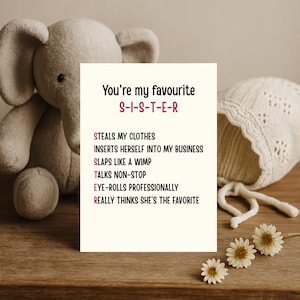 Funny Sister Card - Sarcastic Birthday Gift for Sister from Brother, Sister - Hilarious Card for Sibling, Rude Sister Birthday Card