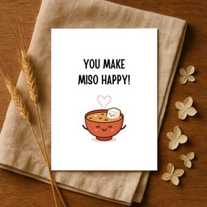 Biglietto d'auguri stampabile per l'anniversario - Biglietto con giochi di parole sul cibo giapponese, biglietto d'auguri per la fidanzata, biglietto d'auguri per il fidanzato, biglietto d'auguri per il partner