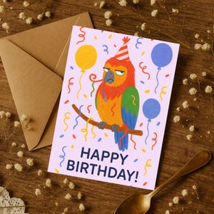 Funny Bird Birthday Card – Sassy Parrot Greeting, Animal Joke for Friends, Rude Bird Party Card, Cute but Rude Humor, Friends Birthday Joke