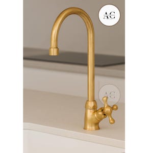 Unlacquered Brass Kitchen Faucet, Single Hole Cold Tap, Side Faucet, Cold Water Dispenser Faucet, Water Filter Faucet, Sink Water Dispenser
