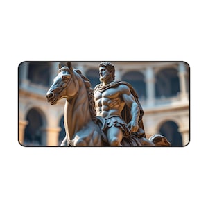 Stylish Desk Mat with Gladiator Design Gaming Mouse Pad for Home or Office, Personalized Desk Accessories,  Ancient Rome Mythology