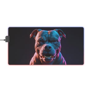RGB LED Gaming Mouse Pad: Pitbull Design, Non-Slip Base