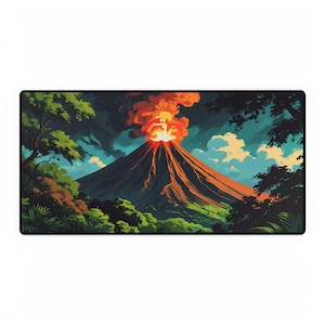 Volcanic Landscape Desk Mat: Gaming Mousepad, Nature Office Decor