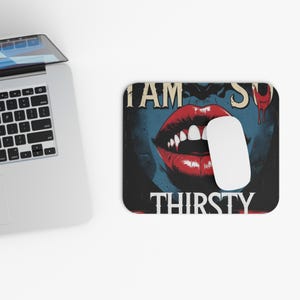 Vampire Lips Mouse Pad: Gothic Gaming Desk Mat, Halloween Office Decor