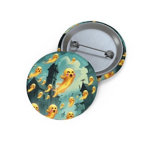 Ghost Pin Buttons: Fun Halloween Enamel Badge